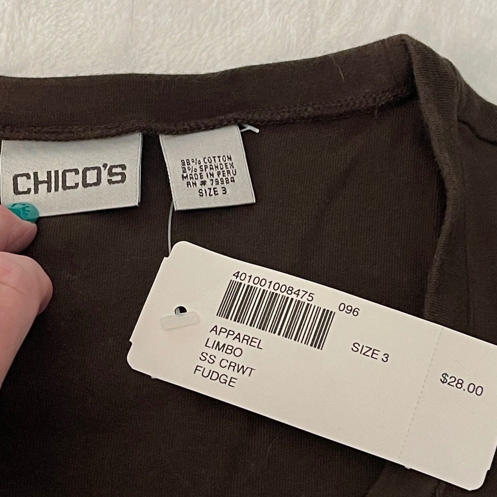 New with Tags Chicos Deep Woods Green Limbo T Shirt Size 3 Casual Short‎ Sleeve - Picture 8 of 9